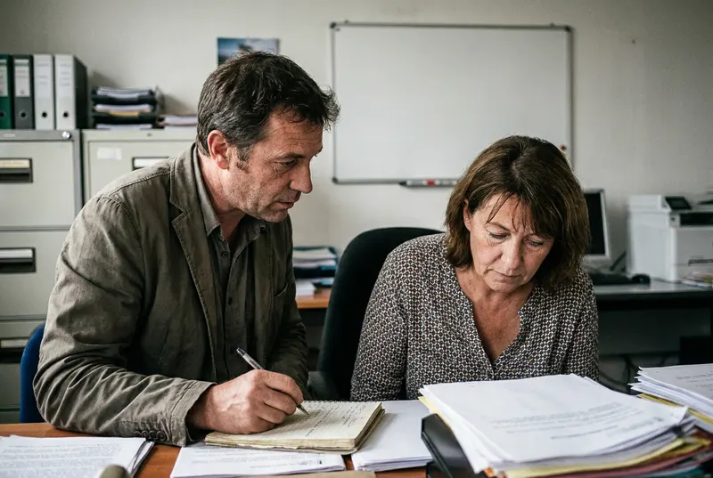 Consultant observant une comptable à son poste de travail devant un écran de facturation